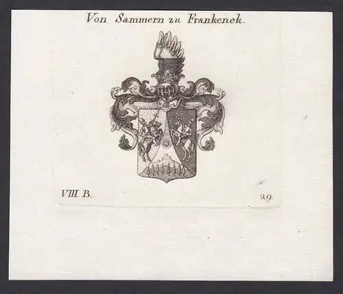 Von Sammern zu Frankenek - Sammern Frankenek Wappen Adel coat of arms heraldry Heraldik Kupferstich antique pr
