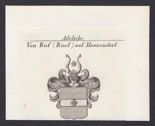 Von Ruf (Ruef) auf Hauzendorf - Ruf Ruef Rüf Hauzendorf Wappen Adel coat of arms heraldry Heraldik Kupferstich