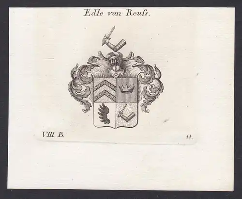 Edle von Reuss - Reuss Reuß Wappen Adel coat of arms heraldry Heraldik Kupferstich antique print