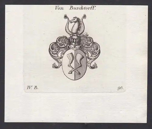 Von Burchtorff - Burchtorff Wappen Adel coat of arms heraldry Heraldik Kupferstich antique print