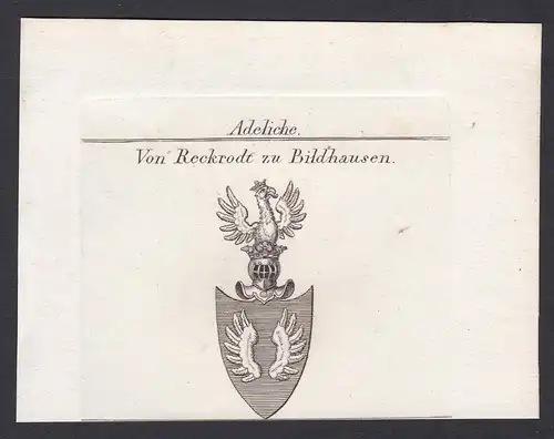 Von Reckrodt zu Bildhausen - Reckrodt Hessen Thüringen Wappen Adel coat of arms heraldry Heraldik Kupferstich