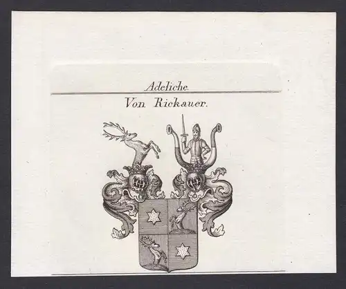 Von Rickauer - Rickauer Wappen Adel coat of arms heraldry Heraldik Kupferstich antique print