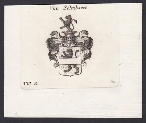 Von Schubaert - Schubert Schubaert Wappen Adel coat of arms heraldry Heraldik Kupferstich antique print
