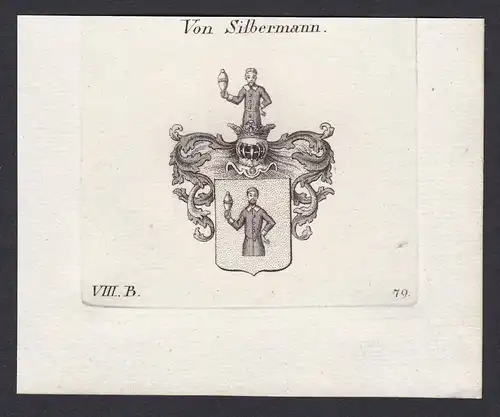 Von Silbermann - Silbermann Wappen Adel coat of arms heraldry Heraldik Kupferstich antique print