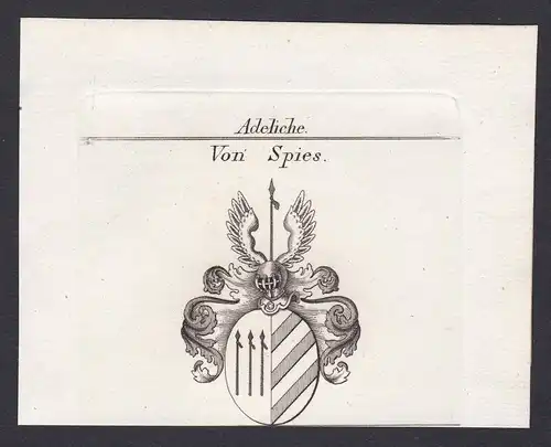 Von Spies - Spies Spieß Wappen Adel coat of arms heraldry Heraldik Kupferstich antique print