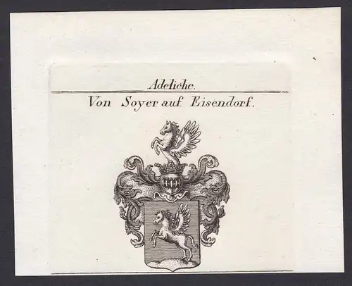 Von Soyer auf Eisendorf - Soyer Eisendorf Wappen Adel coat of arms heraldry Heraldik Kupferstich antique print