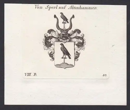 Von Sperl auf Altenhammer - Sperl Altenhammer Bayern Wappen Adel coat of arms heraldry Heraldik Kupferstich an