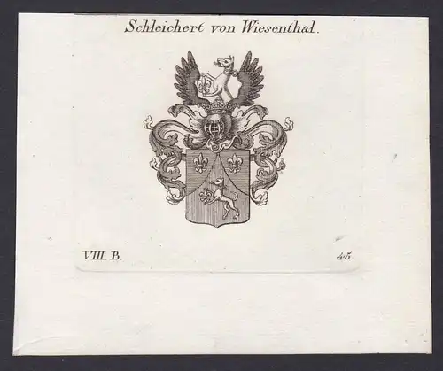 Schleichert von Wiesenthal - Schleichert Wiesenthal Wappen Adel coat of arms heraldry Heraldik Kupferstich ant