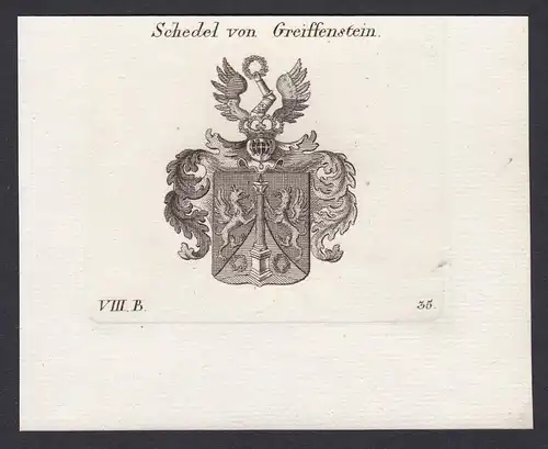 Schedel von Greiffenstein - Schedl Schedel Greifenstein Wappen Adel coat of arms heraldry Heraldik Kupferstich