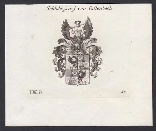 Schlossgängl von Edlenbach - Schlossgängl Edlenbach Wappen Adel coat of arms heraldry Heraldik Kupferstich ant