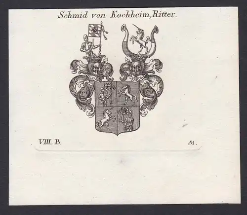 Schmid von Kochheim, Ritter - Schmidt Schmid Kochheim Wappen Adel coat of arms heraldry Heraldik Kupferstich a