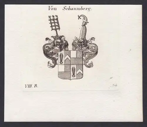 Von Schaumberg - Schaumberg Franken Wappen Adel coat of arms heraldry Heraldik Kupferstich antique print