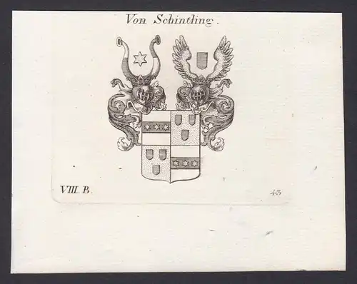 Von Schintling - Schintling Wappen Adel coat of arms heraldry Heraldik Kupferstich antique print