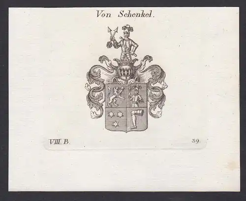 Von Schenkel - Schenkel Wappen Adel coat of arms heraldry Heraldik Kupferstich antique print