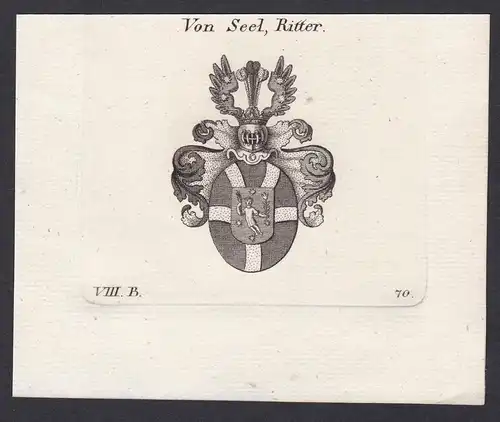 Von Seel, Ritter - Seel Wappen Adel coat of arms heraldry Heraldik Kupferstich antique print