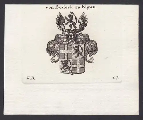 von Bodeck zu Elgau - Bodeck Bodecker Elgau Wappen Adel coat of arms heraldry Heraldik Kupferstich antique pri
