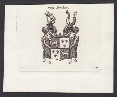 von Boslar - Boslar Wappen Adel coat of arms heraldry Heraldik Kupferstich antique print