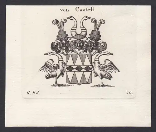 von Castell - Castell Franken Wappen Adel coat of arms heraldry Heraldik Kupferstich antique print
