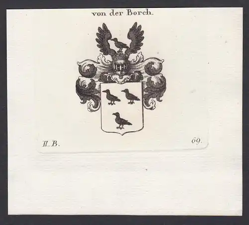 von der Borch - Borch Westfalen Wappen Adel coat of arms heraldry Heraldik Kupferstich antique print