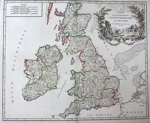 Carte des Grandes Routes d'Angleterre d'Ecosse, et d'Irlande - England Schottland Irland Scotland Ireland Groß