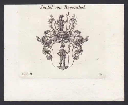 Seidel von Rosenthal - Seidel Seidl Rosenthal Wappen Adel coat of arms heraldry Heraldik Kupferstich antique p