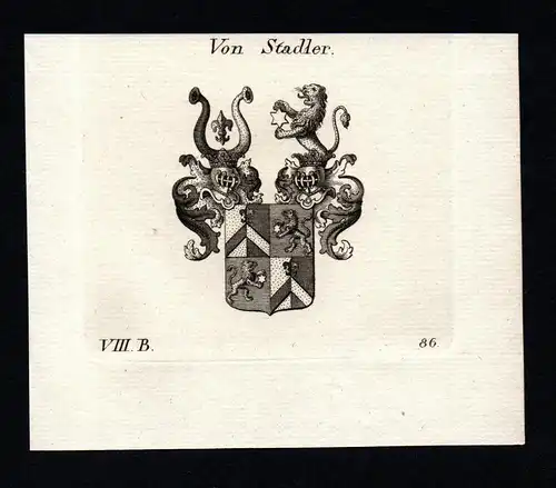 Von Stadler - Stadl Stadler Stadel Österreich Austria Wappen Adel coat of arms heraldry Heraldik Kupferstich c