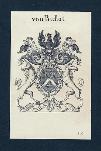 Von Bullot - Buisson Bullot Wappen Adel coat of arms heraldry Heraldik Kupferstich engraving