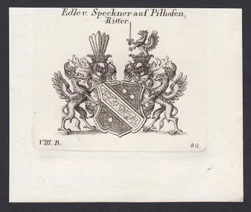 Edle v. Speckner auf Pillhofen, Ritter - Speckner Pillhofen Wappen Adel coat of arms heraldry Heraldik Kupfers