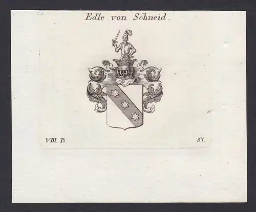 Edle von Schneid - Schneid Wappen Adel coat of arms heraldry Heraldik Kupferstich antique print
