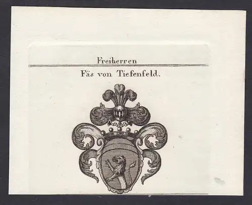 Freiherren Fäs von Tiefenfeld - Faes Fäs Tiefenfeld Wappen Adel coat of arms heraldry Heraldik Kupferstich ant