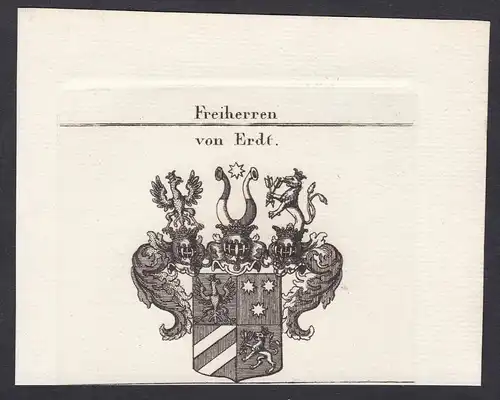 Freiherren von Erdt - Erdt Wappen Adel coat of arms heraldry Heraldik Kupferstich antique print