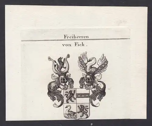 Freiherren von Fick - Fick auf Angelthurn Wappen Adel coat of arms heraldry Heraldik Kupferstich antique print