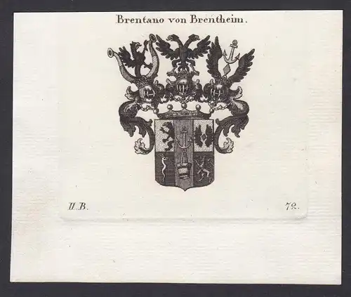 Brentano von Brentheim - Brentano Brentheim Bayern Wappen Adel coat of arms heraldry Heraldik Kupferstich anti