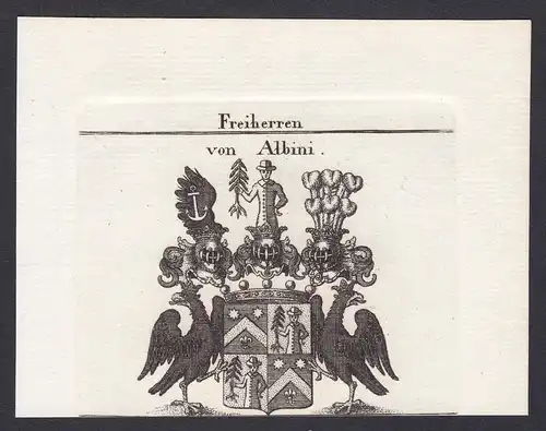 Freiherren von Albini - Franz Joseph von Albini Wappen Adel coat of arms heraldry Heraldik Kupferstich antique