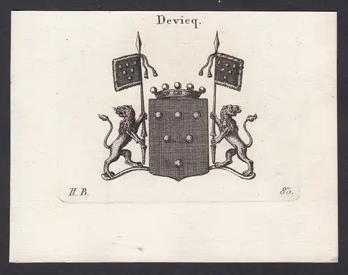 Devieq - Devieq Wappen Adel coat of arms heraldry Heraldik Kupferstich antique print