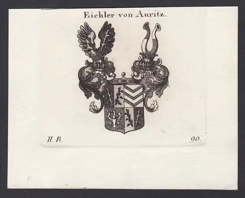 Eichler von Auritz - Eichler Auritz Bayern Wappen Adel coat of arms heraldry Heraldik Kupferstich antique prin