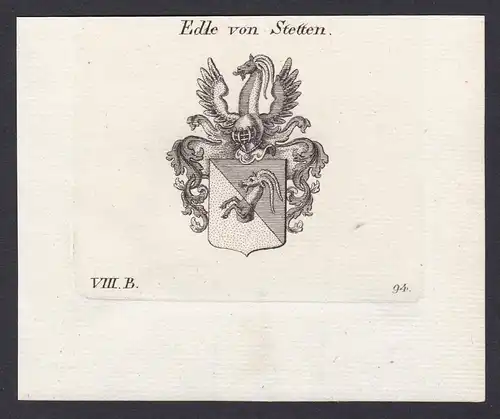 Edle von Stetten - Edle Stetten Wappen Adel coat of arms heraldry Heraldik Kupferstich antique print