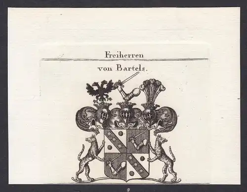 Freiherren von Bartels - Bartels Wappen Adel coat of arms heraldry Heraldik Kupferstich antique print