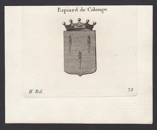Espiard de Cologne - Espiard Cologne Wappen Adel coat of arms heraldry Heraldik Kupferstich antique print