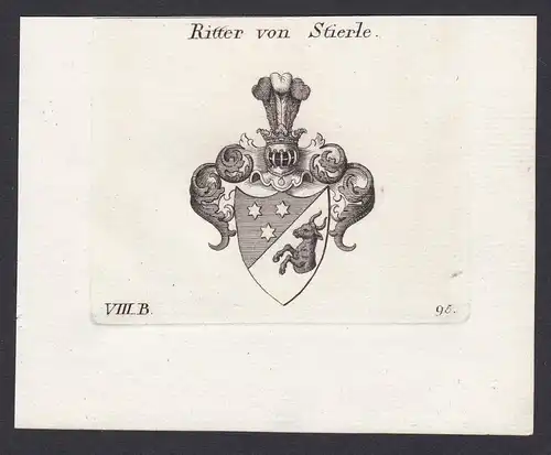 Ritter von Stierle - Stierle Wappen Adel coat of arms heraldry Heraldik Kupferstich antique print