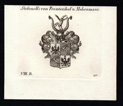 Stefenelli von Pretenhof u. Hohenmaur - Stefenelli Prentehof Hohenmaur Bayern Bavaria Wappen Adel coat of arms