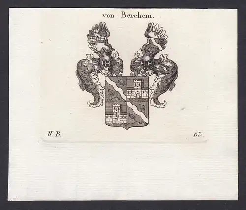 von Berchem - Berchem Rheinland Bayern Wappen Adel coat of arms heraldry Heraldik Kupferstich antique print
