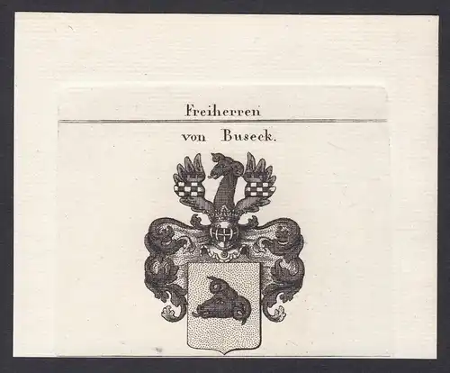 Freiherren von Buseck - Buseck Lahngau Franken Wappen Adel coat of arms heraldry Heraldik Kupferstich antique