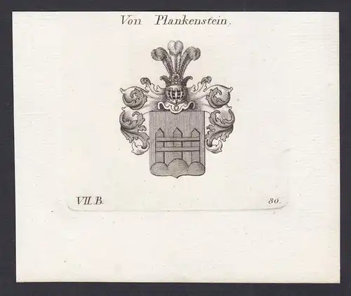 Von Plankenstein - Plankenstein Wappen Adel coat of arms heraldry Heraldik Kupferstich antique print