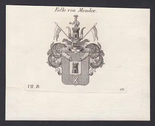 Edle von Mender - Mender Wappen Adel coat of arms heraldry Heraldik Kupferstich antique print