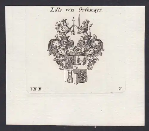 Edle von Orthmayr - Orthmayr Wappen Adel coat of arms heraldry Heraldik Kupferstich antique print