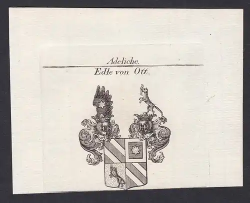 Edle von Ott - Ott Wappen Adel coat of arms heraldry Heraldik Kupferstich antique print