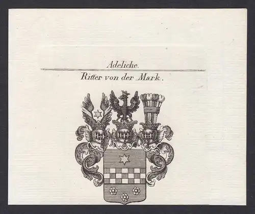 Ritter von der Mark - Heinrich von der Mark Ritter Wappen Adel coat of arms heraldry Heraldik Kupferstich anti