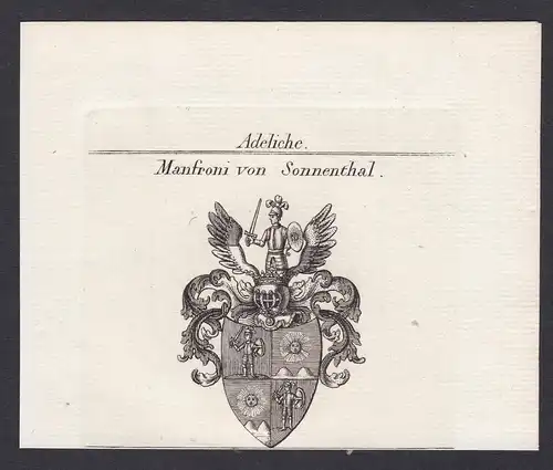 Manfroni von Sonnenthal - Manfroni Sonnenthal Wappen Adel coat of arms heraldry Heraldik Kupferstich antique p