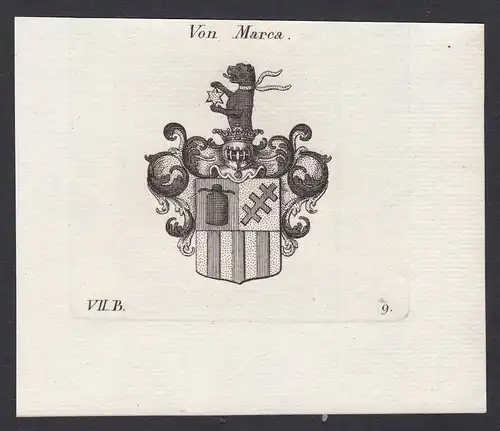 Von Marca - Marca Wappen Adel coat of arms heraldry Heraldik Kupferstich antique print